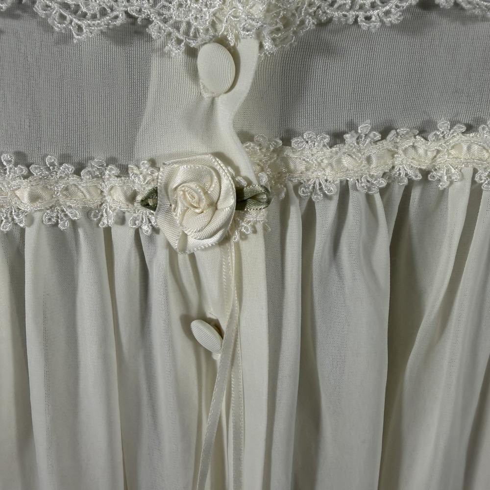 Miss Elaine Vintage Button Up Robe House Dress Pockets Dainty Coquette USA SZ S - Picture 7 of 10